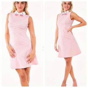 Voodoo Vixen Light Pink Perry Heart Lips Embroidered Collar Dress